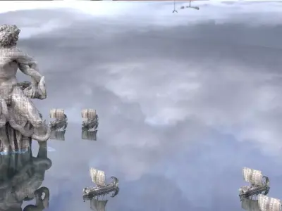 Greek Statues with Ships 3D model