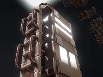 Modular Wood Ladders Low-poly 3D model