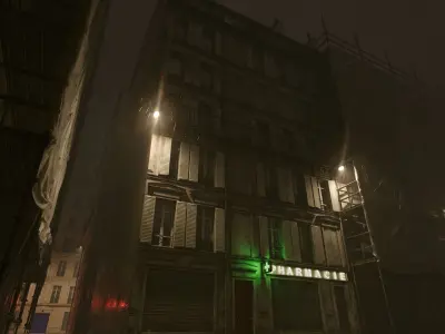 Paris Building double facade with interior Low-poly 3D model