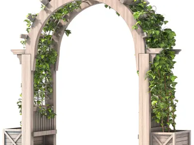 Wooden Garden Arbor 05 3D model