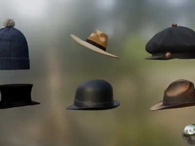 Hats 3d models low poly flat textures Free low-poly 3D model