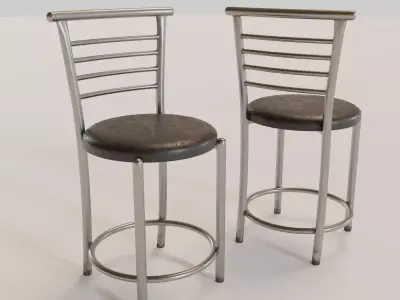 Stainless Steel Artificial Leather Chair Low-poly 3D model