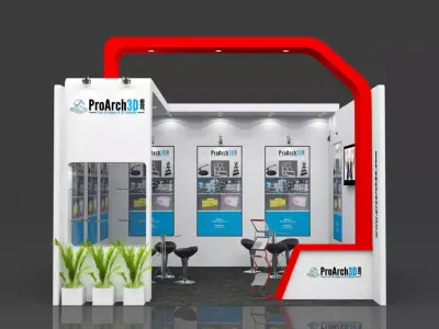 Exhibition stall 15ft x 15ft 1 side open 3D model