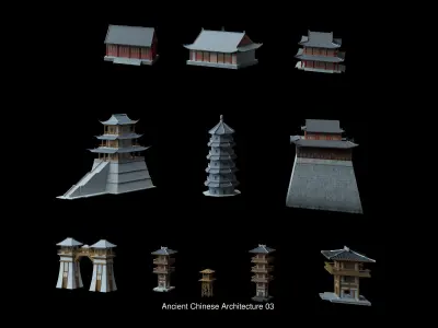 Collection of ancient buildings in Asia 3D Model Pack