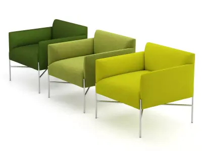 Armchair lounge chair fabric with chrome legs 3D model