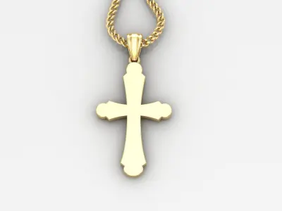 Light Gold 18K Cross Pendant 1CP038 3D print model