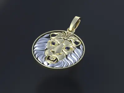  Lion pendant with stones for CNC or  3D print model