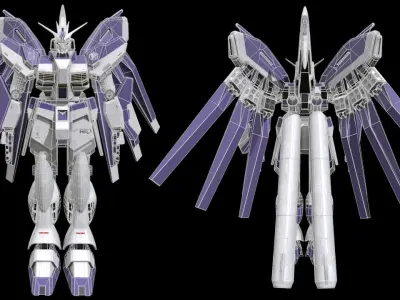 Hi Nu Kai Gundam Low-poly 3D model