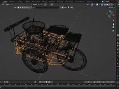 Corn Cart Low-poly 3D model