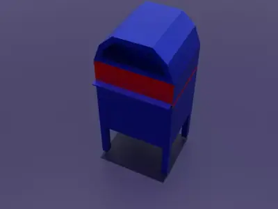 Low Poly Old City Mailbox Stylized Street Prop for Games Low-poly 3D model