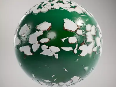 Chipped Paint Green Wall HQ PBR Textures Set Texture