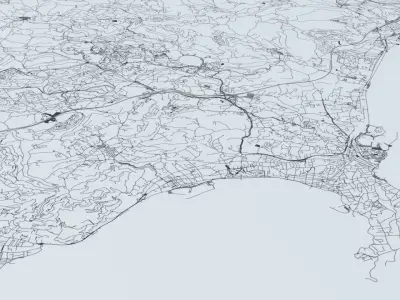 French Riviera Road Network and Streets 3D model