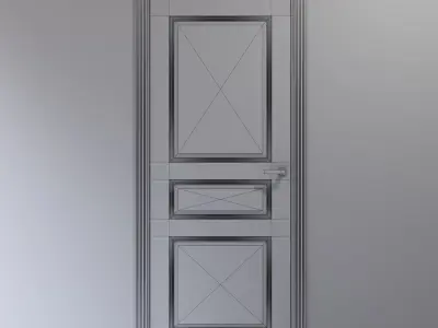 White interior door in classic style 3D model