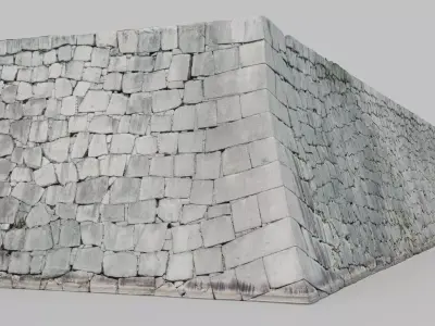 Japanese Castle Outer Wall Low-poly 3D model