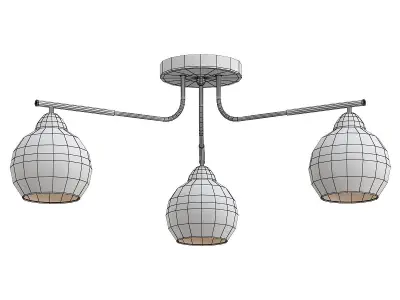 hiper-tommy-h181-3 three light ceiling fixture with glass globes 3D model