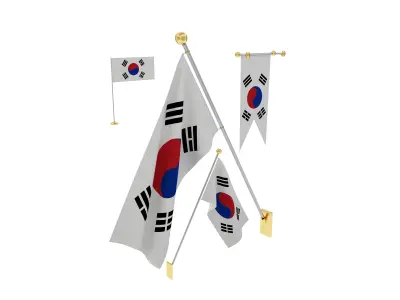Flags of South Korea 3D model