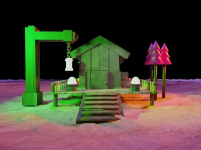 beach house dream house FREE FOR ALL Free low-poly 3D model