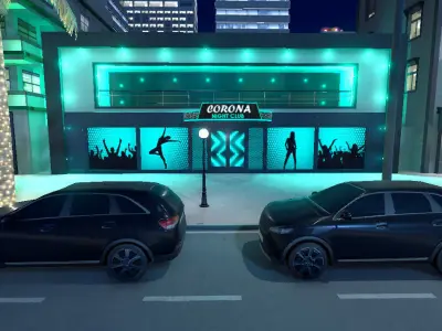 Night city street  Low-poly 3D model