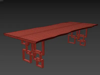 Squares Dining Table Low-poly 3D model