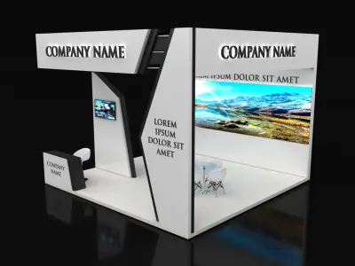 Booth Exhibition Stand Stall 6X6m Height 450 cm 3 Side Open 3D model