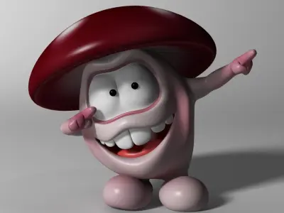 Cartoon Mushroom Character Rigged and Animated  Low-poly 3D model