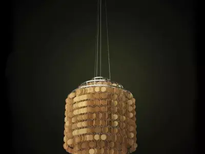 Hanging Lamp With Yellow Plastic Circles 3D model