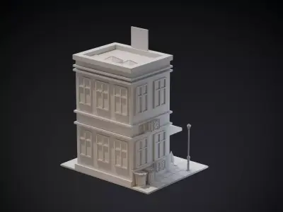 Bank Building Low-poly 3D model buy