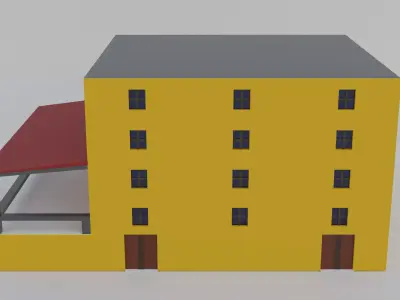 Modern Building Low-poly 3D model 8