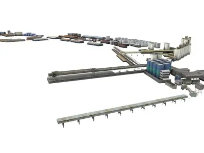 industrial teluk bayur - factory building - industry - harbor Low-poly 3D model