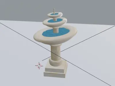 fountain with water on top Low-poly 3D model