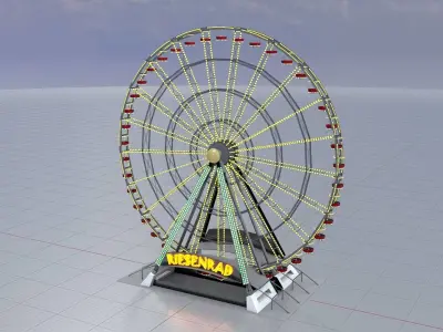 Ferris wheel version 1 without animation Low-poly 3D model