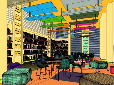 Redshift - C4D Scene files - Library Interior 3D model