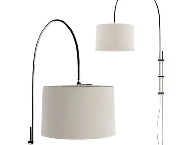 Set of Arc Floor Lamp with Linen Shade By Regina Andrew 3D model