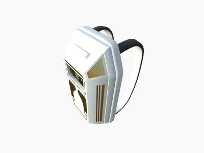 SciFi Backpack E04 White Gold - Fashion Character Design Low-poly 3D model