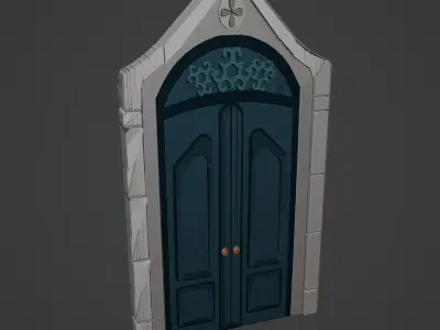 Medieval Door Low-poly 3D model 29