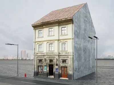 Realistic architecture houses of different specifications Low-poly 3D model