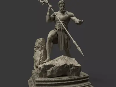Poseidon Statue Low-poly 3D model