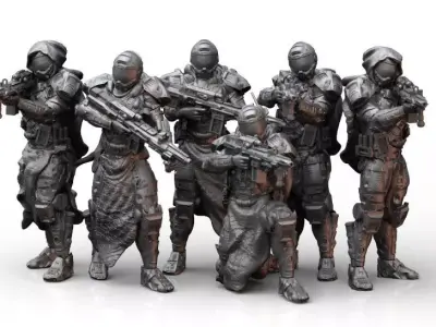 Scifi Infantry Squad 3D print model