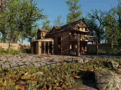 Abandoned Cabin Scene 3D model