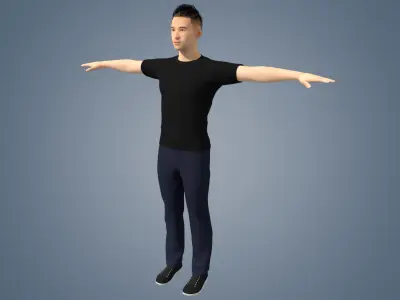 Realistic binding male staff Low-poly 3D model