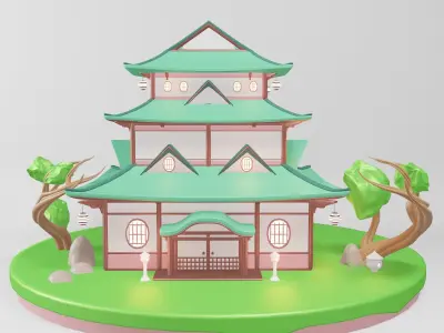 3D model House Japanese Lopoly Style 3D model