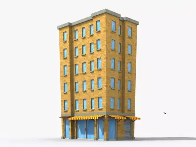 Cartoon Building x20 Low-poly 3D model