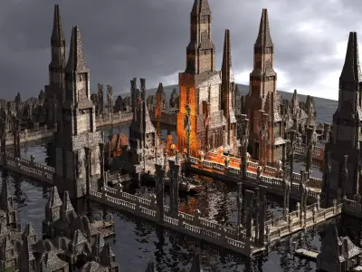 Dark Ages Drake Fort Tower Kitbash 1 3D model