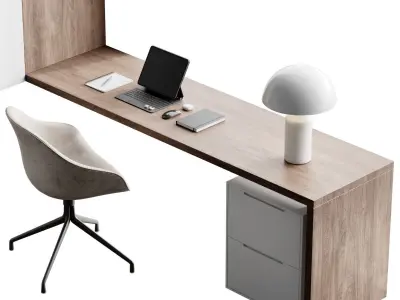 Workplace 4 modern office desk 3D model