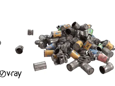 A bunch of tin cans  PBR Game Ready Low-poly 3D model