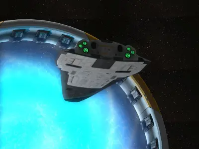 Stargate with sci-fi shuttle 3D model