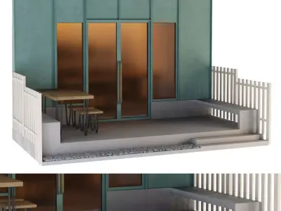 Entrance aluminum doors 3D model