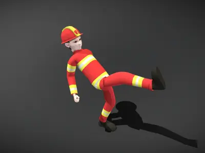 Cartoon Fireman Low-poly 3D model