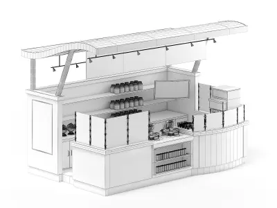  Cafe Stall 3D Model 3D model