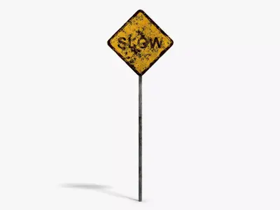 Damaged Slow Sign Low-poly 3D model